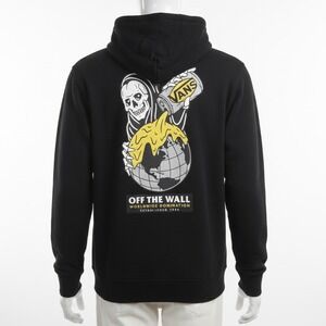Vans Off The Wall Worldwide Domination Hoodie Reaper Skull Soda Can Black Medium
